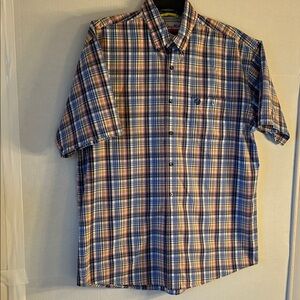 Wrangler George Strait Short Sleeve Button Down Plaid Western Cowboy Shirt Sz XL